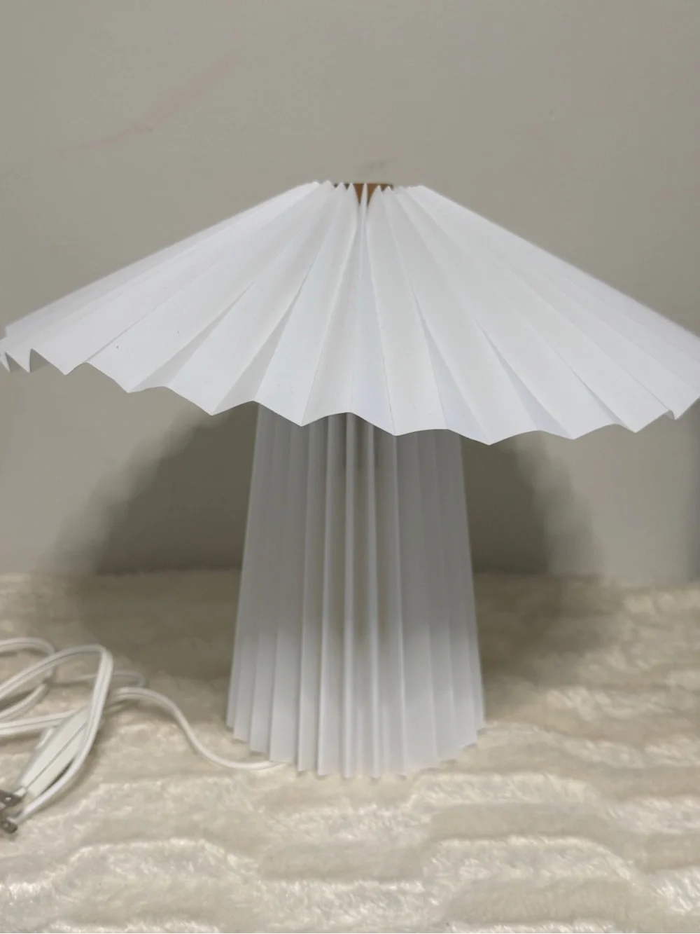 IKEA Gray Multi-Arm LED Table Lamp and White Pleated Table Lamp